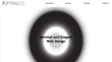 Minimal website front with a soft black circle on white and the headline Minimal and Elegant Web Design