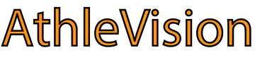 AthleVision wordmark in a serif typeface with an orange to yellow gradient fill and a thin dark outline