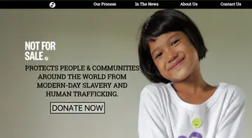 Website landing page for an awareness campaign with a photo of a smiling child and a Donate Now button